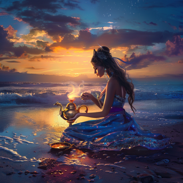 femme un vœu sur une plage