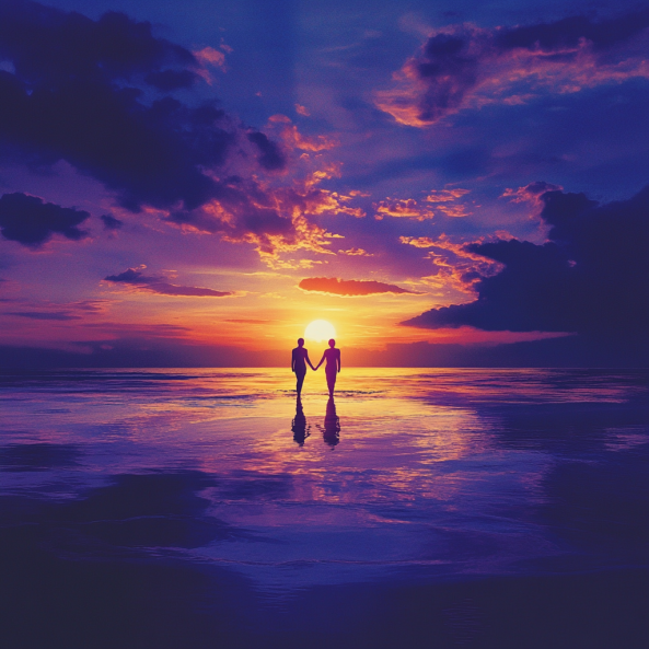 main dans la main plage coucher de soleil retenir son défunt