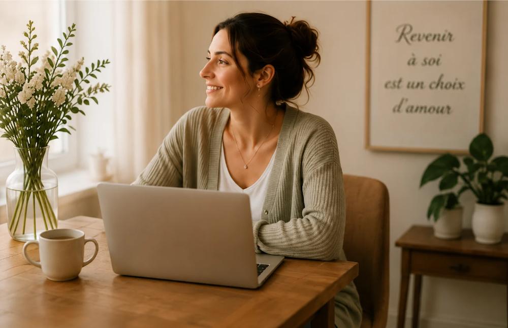 Femme libérée après un soin énergétique avec Marie-Laure IZANGE
